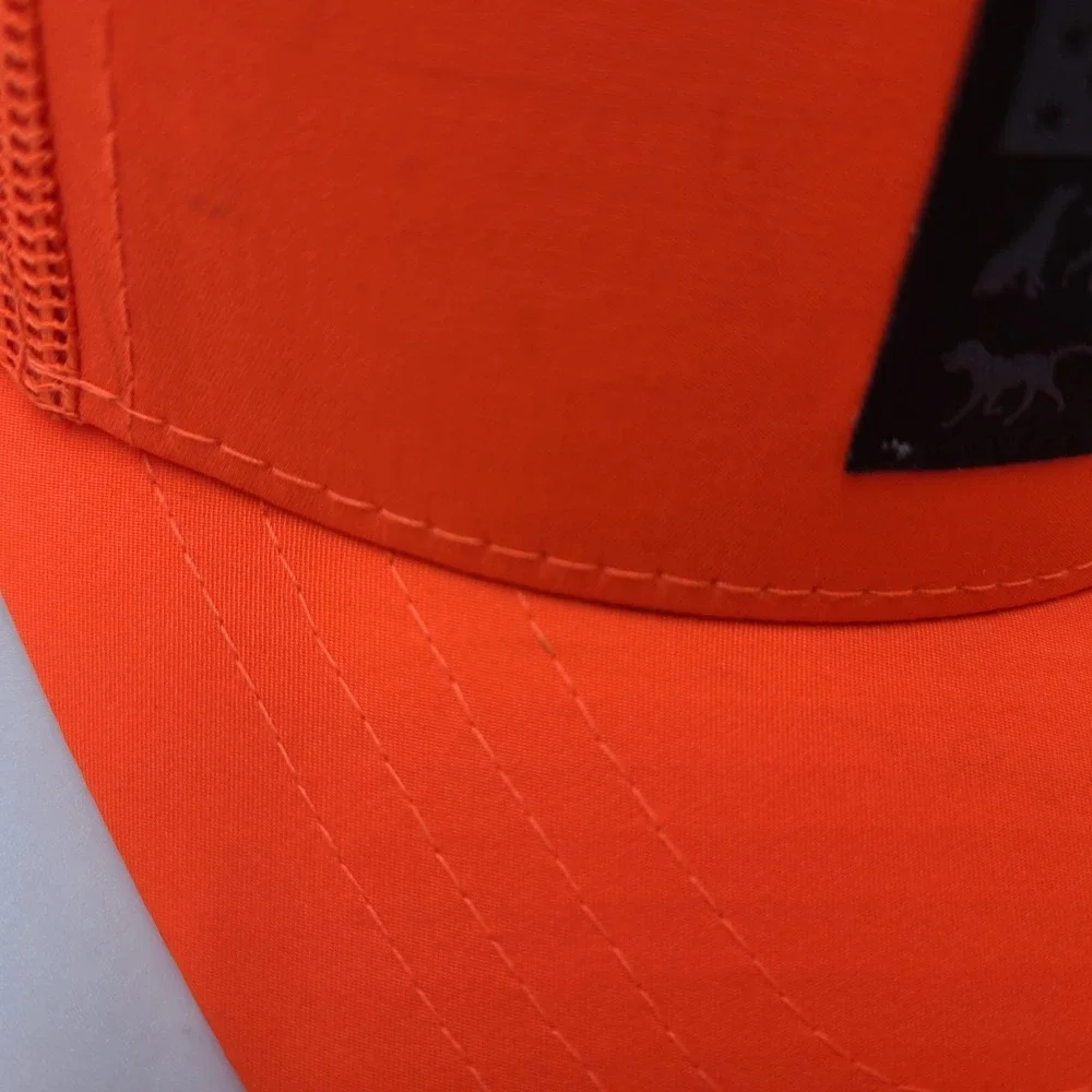 Youth Columbia Hat Snapback Trucker Mesh Blaze Orange Black PHG Hunting Flag Boy